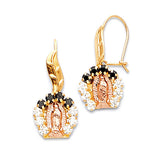 Guadalupe Drop Earrings with Black & White CZ in 14K Two-Tone Gold