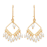 Chandelier Earrings with Pearl in 14K Gold