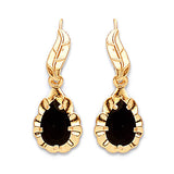 Drop Earrings with Black CZ in 14K Gold