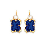 Drop Earrings with Blue & White CZ in 14K Gold