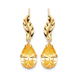 Drop Earrings with Yellow CZ in 14K Gold