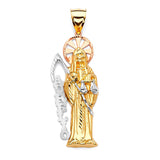 Saints Personalized Mens Pendant in 14K Tri-Color Gold