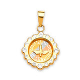 White CZ Baptism Kids Pendant in 14K Tri-Color Gold