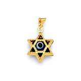 Blue & White Enamel Eye Ladies Pendant in 14K Gold