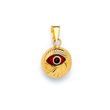 Red & White Enamel Eye Ladies Pendant in 14K Gold