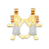 Kids Pendant in 14K Tri-Color Gold