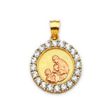 White CZ First Communion Kids Pendant in 14K Two-Tone Gold