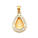 White CZ First Communion Kids Pendant in 14K Gold