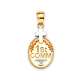 First Communion Kids Pendant in 14K Tri-Color Gold