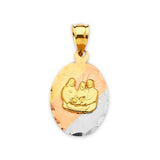 Baptism Kids Pendant in 14K Tri-Color Gold