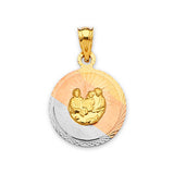 Baptism Kids Pendant in 14K Tri-Color Gold