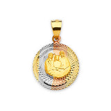 Baptism Kids Pendant in 14K Tri-Color Gold