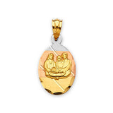 Baptism Kids Pendant in 14K Tri-Color Gold