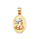 Baptism Kids Pendant in 14K Tri-Color Gold