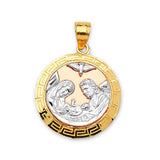 Baptism Kids Pendant in 14K Tri-Color Gold