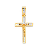 Crucifix Pendant in 14K Two-Tone Gold