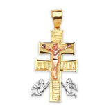 Crucifix Pendant in 14K Tri-Color Gold