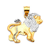 Cat Mens Pendant in 14K Two-Tone Gold