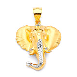 Elephant Mens Pendant in 14K Two-Tone Gold