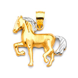 Horse Mens Pendant in 14K Two-Tone Gold