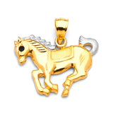 Onyx Horse Mens Pendant in 14K Two-Tone Gold