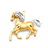 Horse Mens Pendant in 14K Two-Tone Gold