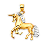 Horse Mens Pendant in 14K Two-Tone Gold