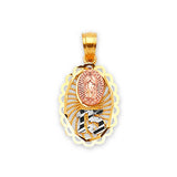 Guadalupe Quinceañera Pendant in 14K Tri-Color Gold