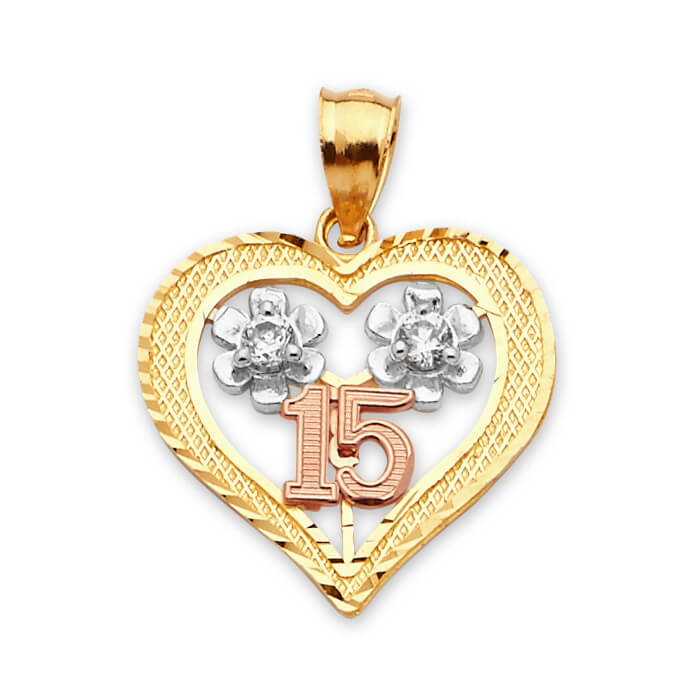 14K Gold deals with CZ Flowers Pendant