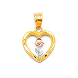 Flower Ladies Pendant in 14K Tri-Color Gold