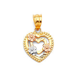 Flower Ladies Pendant in 14K Tri-Color Gold