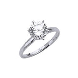 White CZ High-Polish Engagement Ring in 14K White Gold