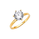 White CZ High-Polish Engagement Ring in 14K Gold