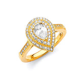 White CZ Pave Engagement Ring in 14K Gold