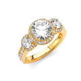 White CZ Pave Engagement Ring in 14K Gold