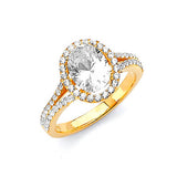 White CZ Pave Engagement Ring in 14K Gold