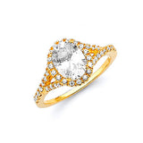 White CZ Pave Engagement Ring in 14K Gold