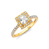 White CZ Pave Engagement Ring in 14K Gold