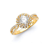 White CZ Pave Engagement Ring in 14K Gold