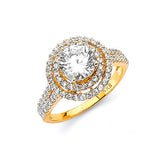 White CZ Pave Engagement Ring in 14K Gold