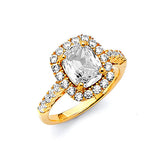 White CZ Pave Engagement Ring in 14K Gold