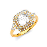 White CZ Pave Engagement Ring in 14K Gold