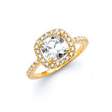 White CZ Pave Engagement Ring in 14K Gold