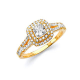 White CZ Pave Engagement Ring in 14K Gold