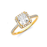 White CZ Pave Engagement Ring in 14K Gold