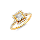 White CZ Pave Engagement Ring in 14K Gold