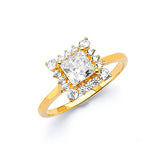 White CZ Pave Engagement Ring in 14K Gold