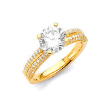 White CZ Pave Engagement Ring in 14K Gold