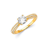 White CZ Pave Engagement Ring in 14K Gold