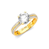 White CZ Pave Engagement Ring in 14K Gold